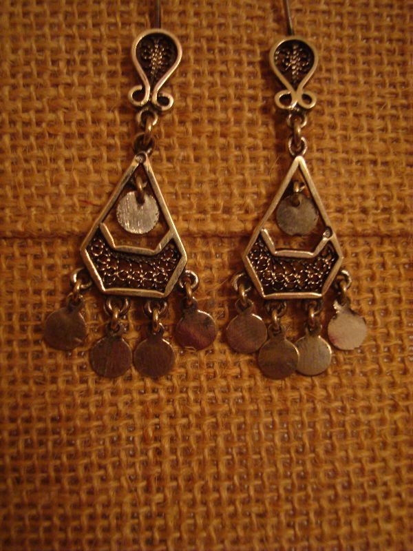 Egyptian silver filigree earring